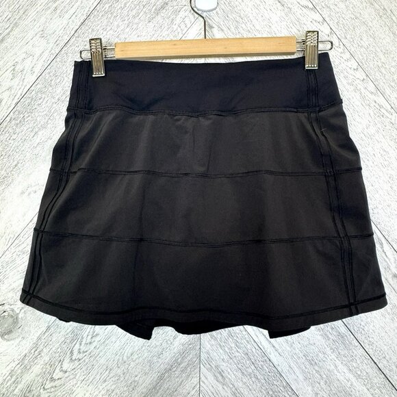 Lululemon Pace Rival Skirt Skort Womens Size 4 TALL Solid Black Run Tennis Golf - Picture 2 of 4